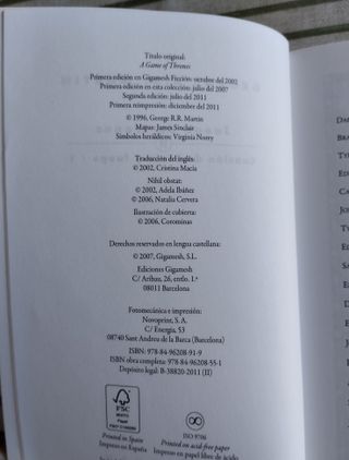 Juego de tronos Vol.1/2 Canción de hielo y fuego