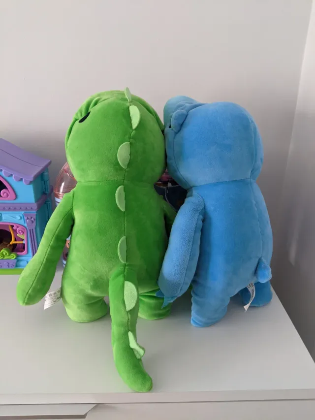 Coppia di animali di peluche (blu e verde)