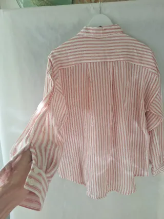 Camisa Cortefiel invierno rayas blancas/salmón.