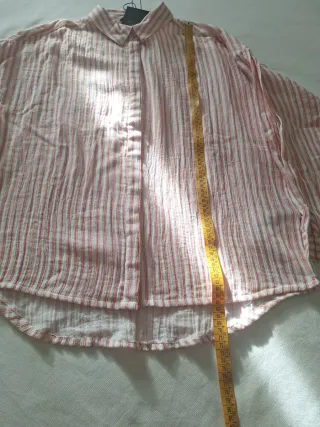 Camisa Cortefiel invierno rayas blancas/salmón.