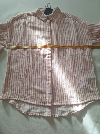 Camisa Cortefiel invierno rayas blancas/salmón.