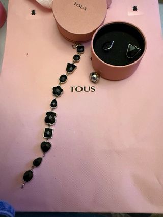 Conjunto Tous Oso y Flor Negro Plata