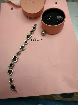 Conjunto Tous Oso y Flor Negro Plata