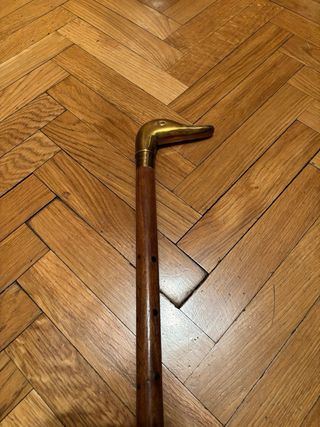 Bastone in legno con manico in bronzo, testa d'anatra