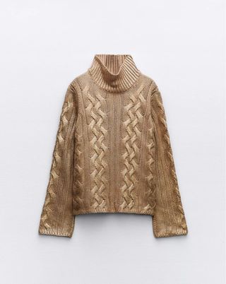 Jersey Zara punto foil dorado