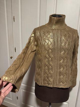 Jersey Zara punto foil dorado