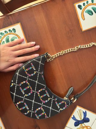 Borsa Twinset nera con fiori multicolore