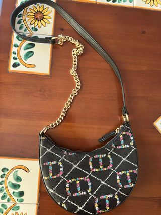 Borsa Twinset nera con fiori multicolore