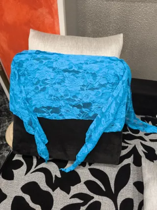 Falda danza oriental encaje azul