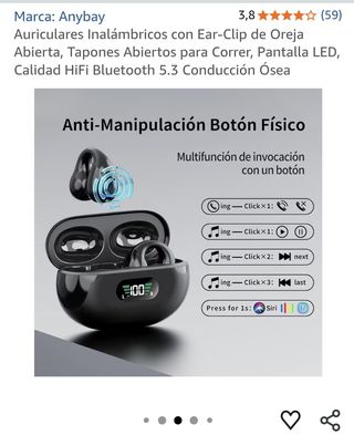 Auriculares Anybay Bluetooth 5.3 Ear-Clip Negro