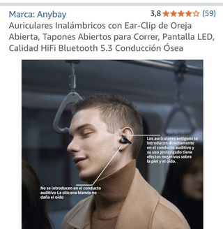 Auriculares Anybay Bluetooth 5.3 Ear-Clip Negro