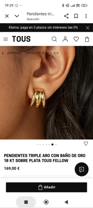 Pendientes triple aro "Tous"