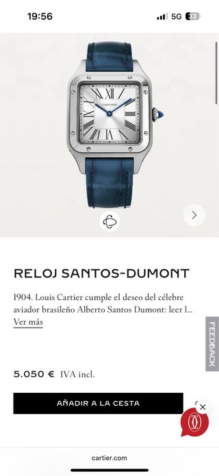 Reloj Cartier Santos Dumont 43.5mm x 31.4mm