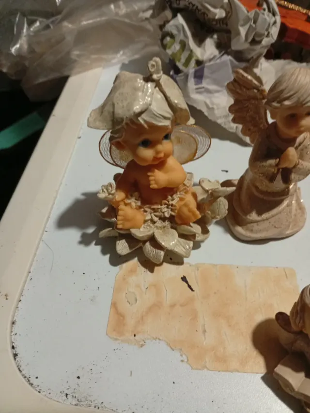 Angelitos de cerámica, set de 5