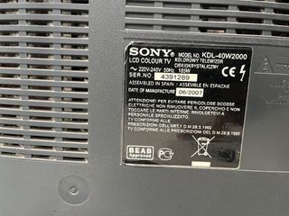 TV Sony Bravia 40 Pantalla Plana modelo KLD 40w200