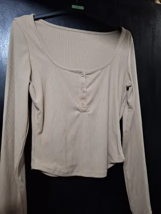Camiseta de canalé beige talla xl