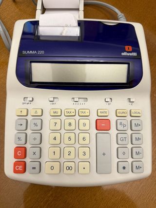 Calculadora Olivetti Summa 220 con rodillo