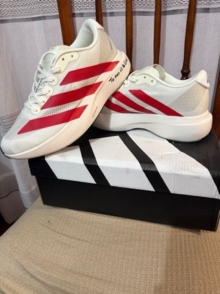 Zapatillas Adidas Adizero Running Blancas Rojas