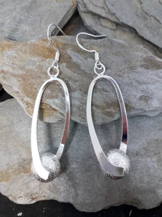 Pendientes largos plata ovalados Nuevos