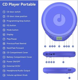 NUEVO Reproductor CD Portátil Gueray Azul