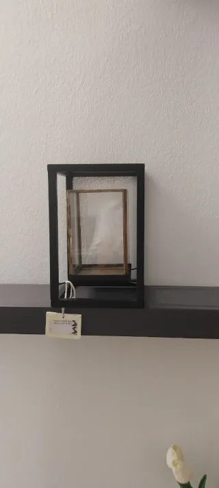 Lanterna porta candela in metallo e vetro