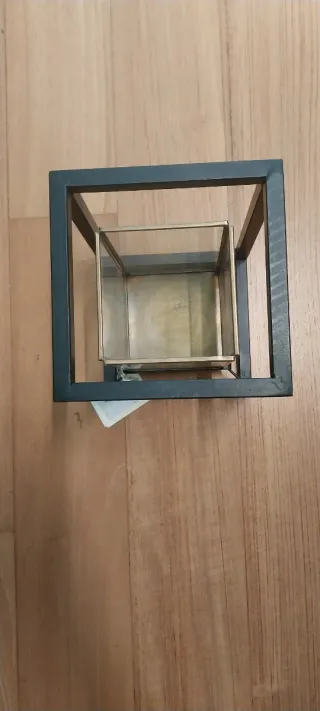 Lanterna porta candela in metallo e vetro