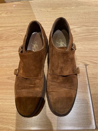 Zapatos Blucher Ante Marrón Hebilla Talla 38