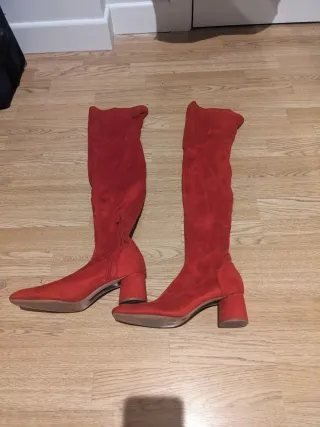 Botas altas rojas mujer