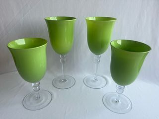 Set 4 Calici Vetro Murano Verdi