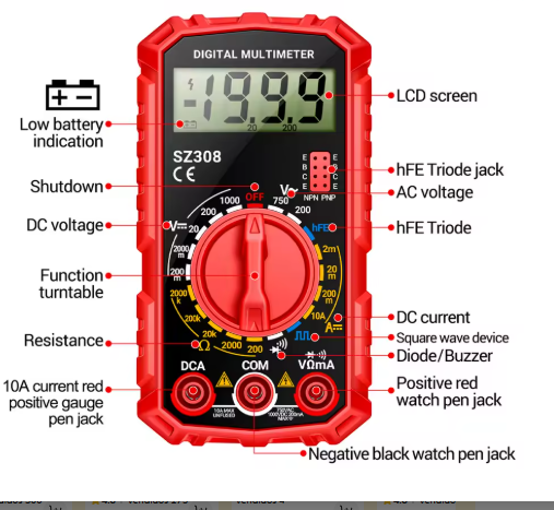 Multímetro digital voltímetro amperímetro