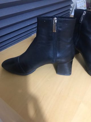 Botines Zara Piel Negros Talla 38