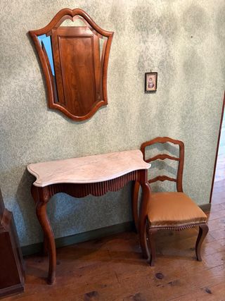 Consola recibidor y espejo madera mármol