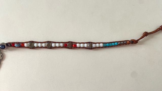 Pulsera Boho Piel Marrón y Turquesa