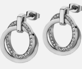 Pendientes Lotus Plateados con Cristales