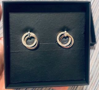 Pendientes Lotus Plateados con Cristales