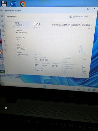 ORDENADOR Portátil HP i7, 12GB RAM 128GB SSD