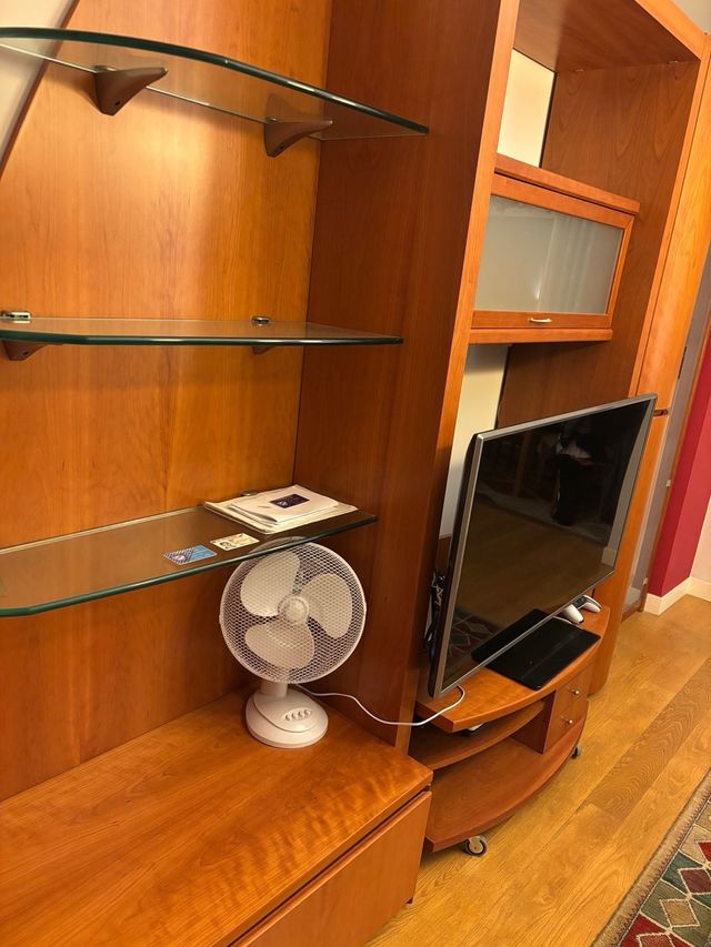 Mueble de salón madera y cristal, con regalo de TV