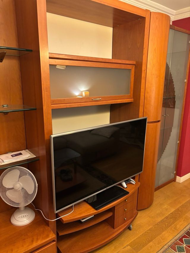 Mueble de salón madera y cristal, con regalo de TV