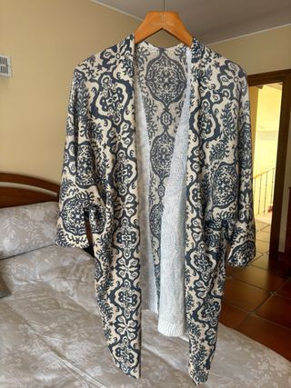 Chaqueta larga beige/azul Talla únic