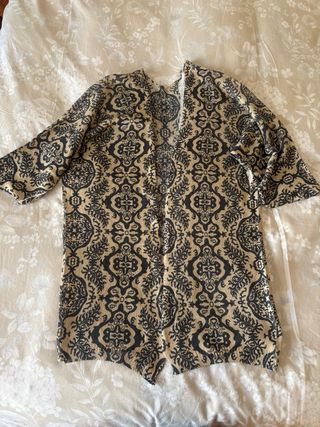 Chaqueta larga beige/azul Talla únic