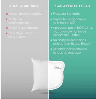 Almohada Koala Babycare para bebé blanca + funda
