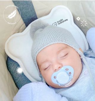 Almohada Koala Babycare para bebé blanca + funda