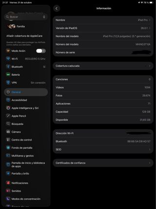 iPad Pro 12.9 5ª Gen M1 Plata