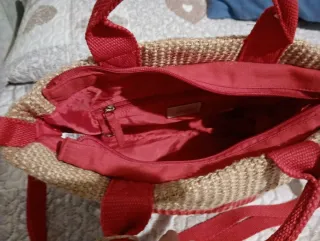 Borsa Carpisa in rafia con M fucsia