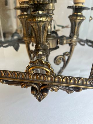 Lampadario antico bronzo con vetri