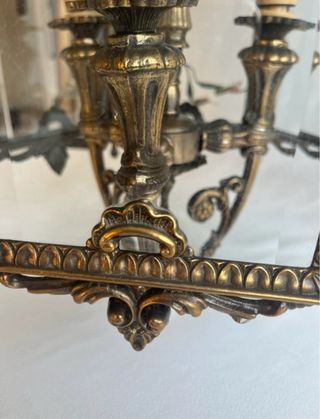 Lampadario antico bronzo con vetri