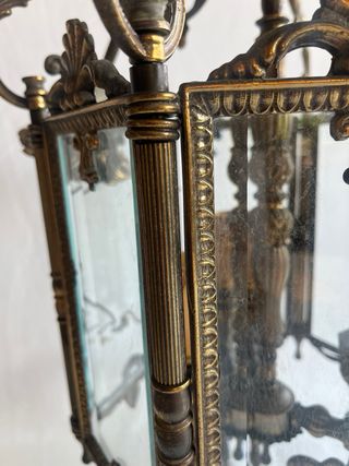 Lampadario antico bronzo con vetri