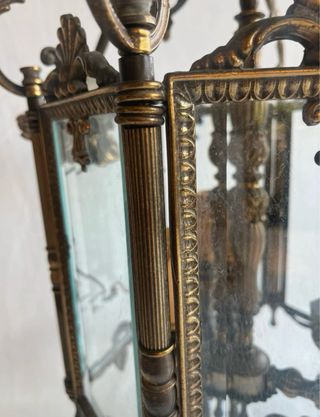 Lampadario antico bronzo con vetri