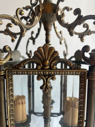 Lampadario antico bronzo con vetri