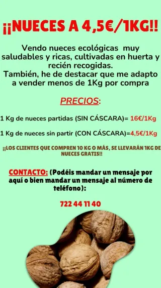 Nu3ces ecológ3cas 4,5€/Kg